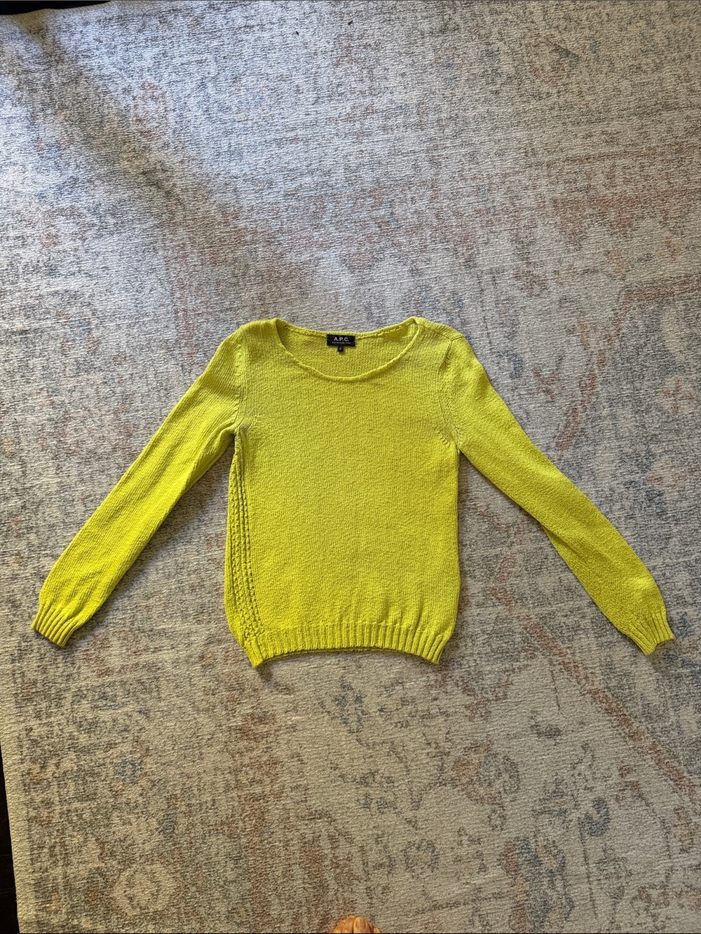 A.P.C. Chartreuse Scoop Neck Knit Sweater